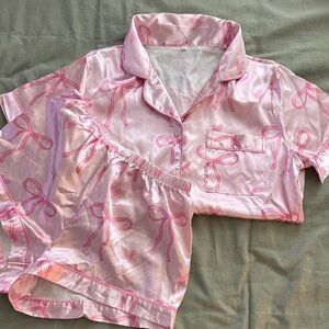 Pink Satin Pajama Set